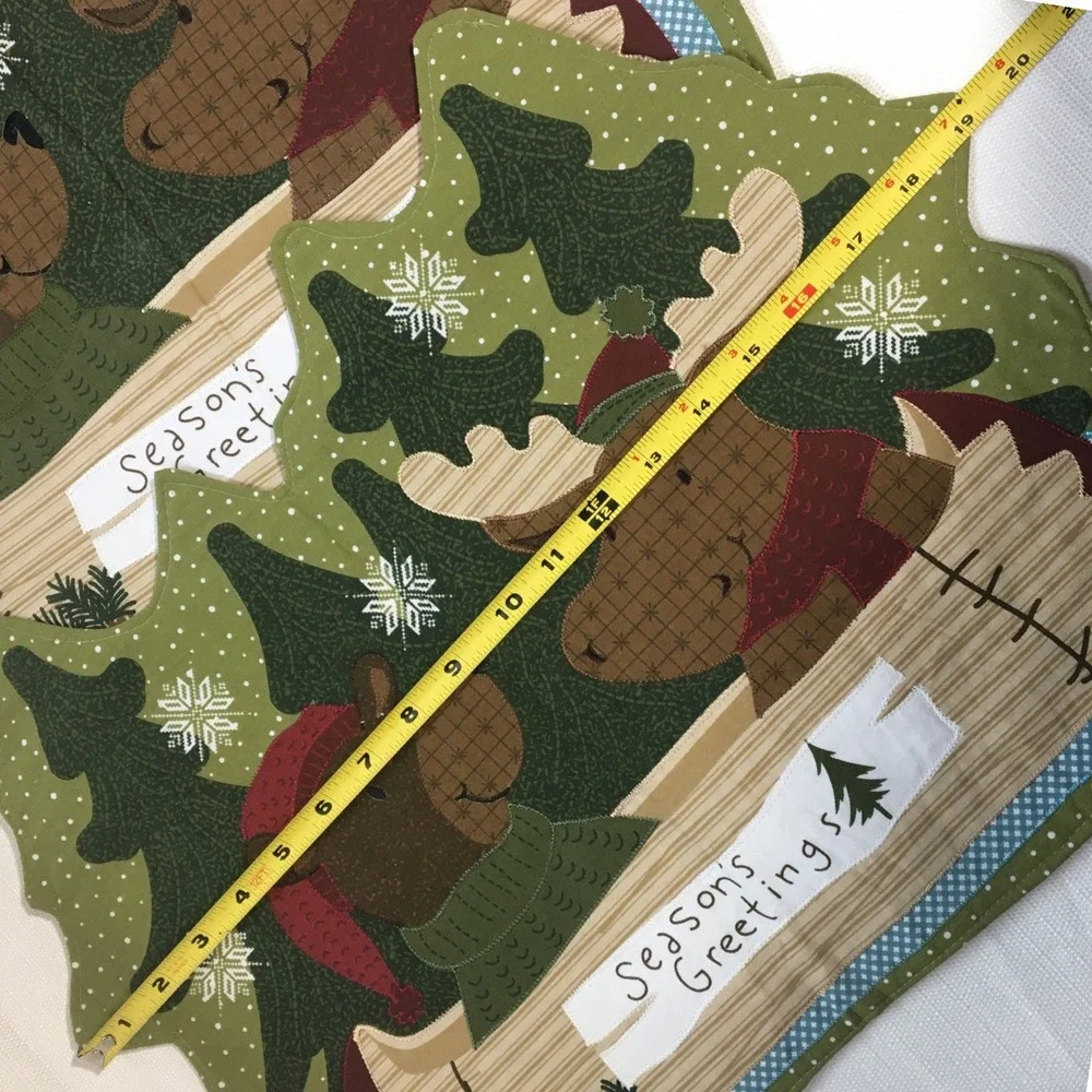 Christmas Moose‎ Bear Trees Canoe Holiday Placemats Set of 2 Patchwork Fabric